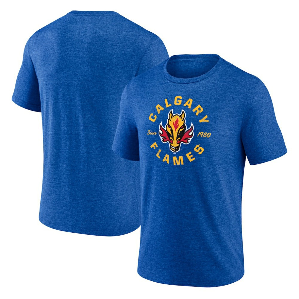 Calgary Flames Represent Tri-Blend T-Shirt - Blue | US 202545426