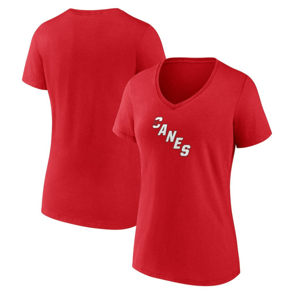 Carolina Hurricanes Women's Primary Logo V-Neck T-Shirt - Red | US 202545435