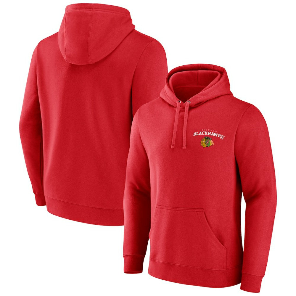 Chicago Blackhawks Team Lockup Pullover Hoodie - Red | US 202545439