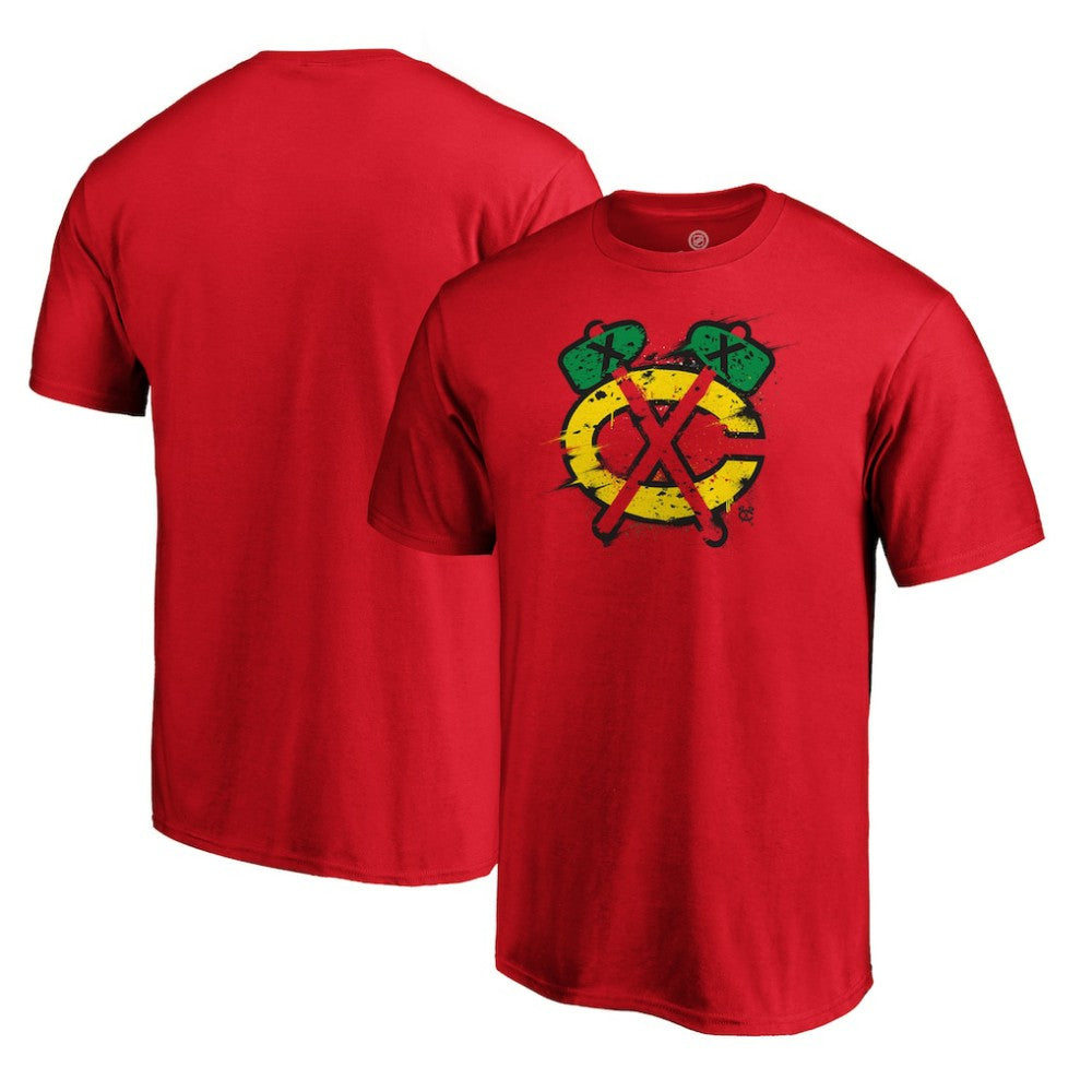 Chicago Blackhawks Splatter Logo T-Shirt - Red | US 202545440