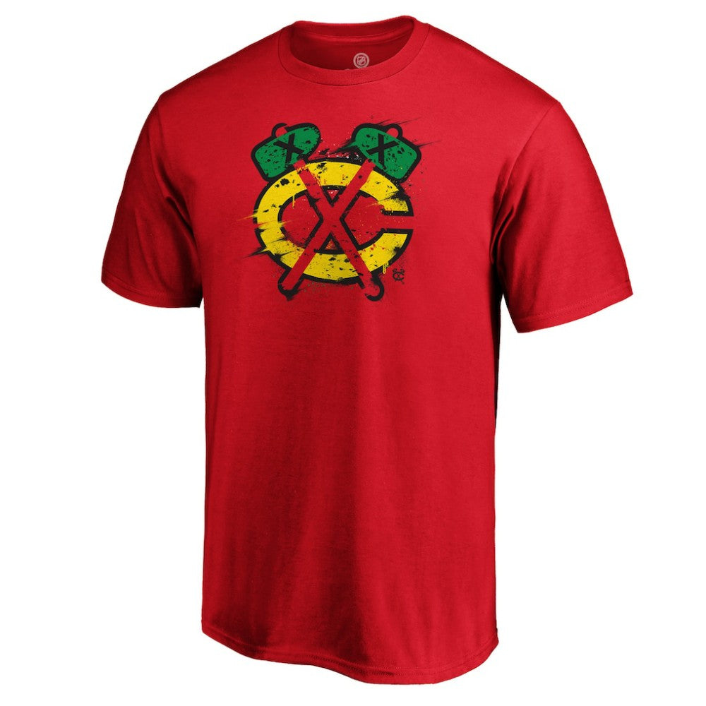 Chicago Blackhawks Splatter Logo T-Shirt - Red | US 202545440