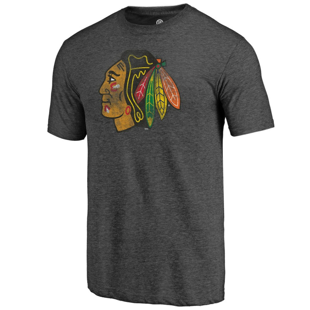 Chicago Blackhawks Distressed Tri-Blend T-Shirt - Charcoal | US 202545447
