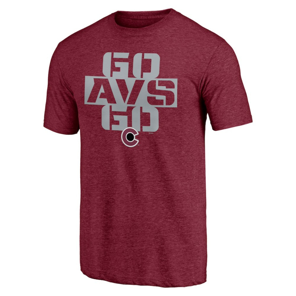 Colorado Avalanche Shoot to Score Tri-Blend T-Shirt - Burgundy | US 202545451