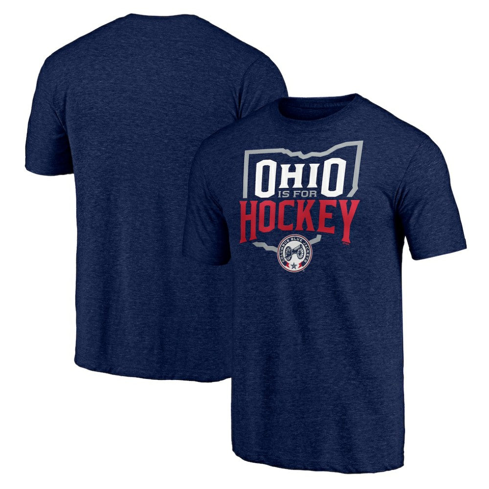 Columbus Blue Jackets Shoot to Score Tri-Blend T-Shirt - Navy | US 202545452