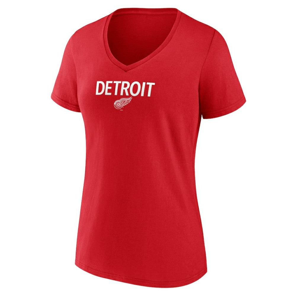 Detroit Red Wings Women's Primary Logo V-Neck T-Shirt - Red | US 202545464