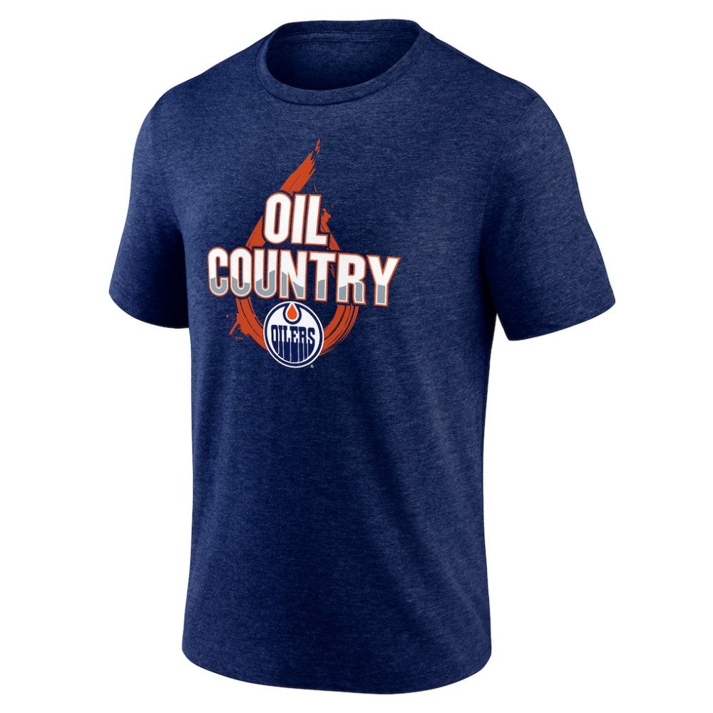 Edmonton Oilers Represent Tri-Blend T-Shirt - Navy | US 202545469