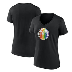 Edmonton Oilers Women's Team Pride V-Neck T-Shirt - Black | US 202545473