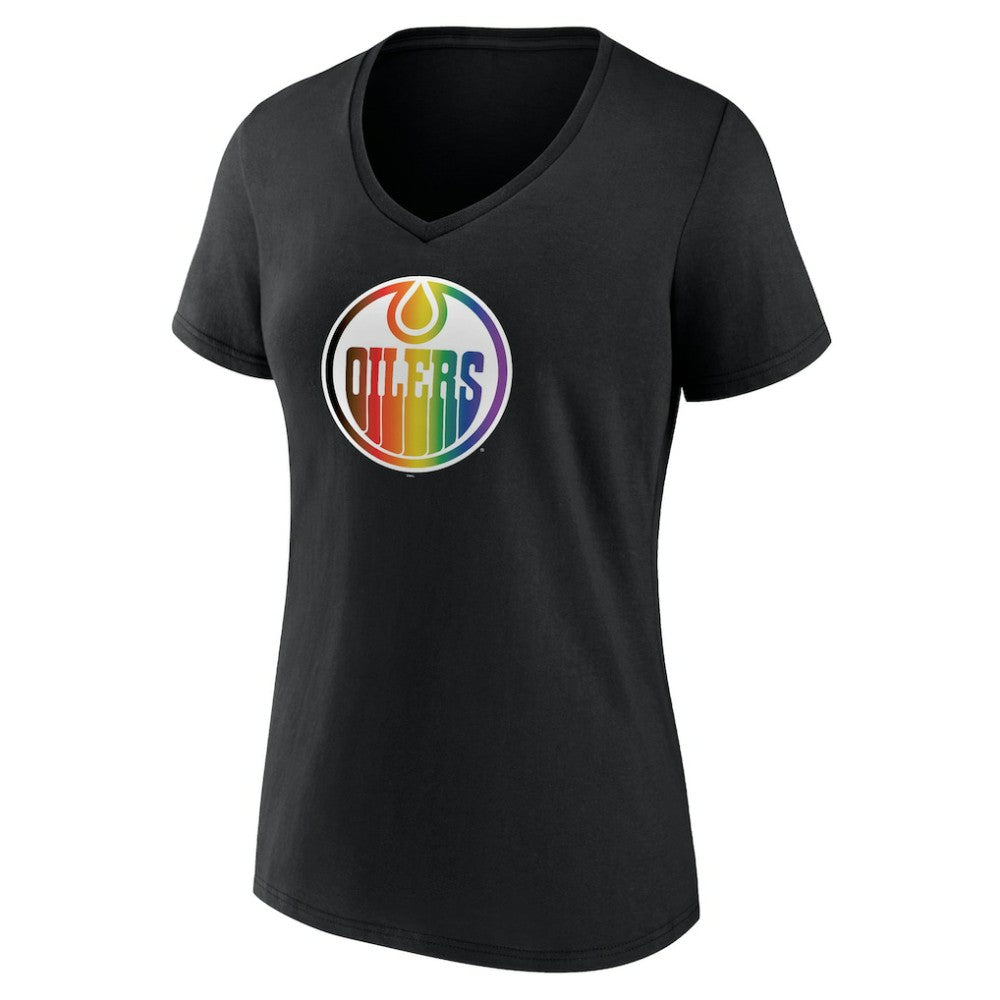 Edmonton Oilers Women's Team Pride V-Neck T-Shirt - Black | US 202545473
