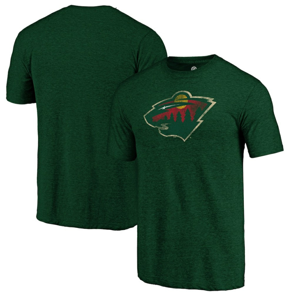 Minnesota Wild Distressed Logo Tri-Blend T-Shirt - Green | US 202545494