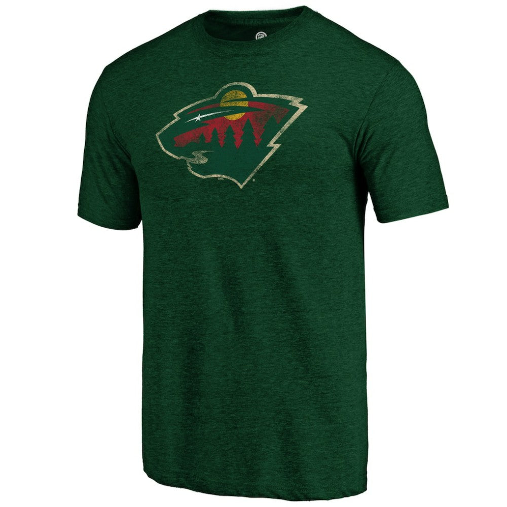 Minnesota Wild Distressed Logo Tri-Blend T-Shirt - Green | US 202545494