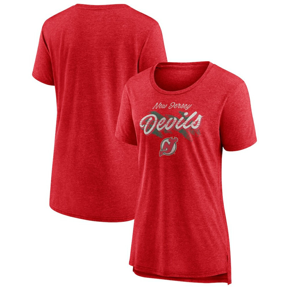 New Jersey Devils Women's Hit the Ice Tri-Blend T-Shirt - Red | US 202545525