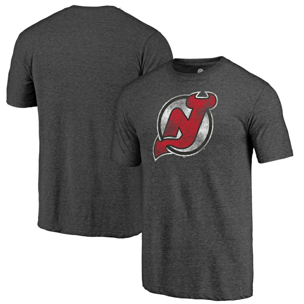 New Jersey Devils Distressed Tri-Blend T-Shirt - Charcoal | US 202545526