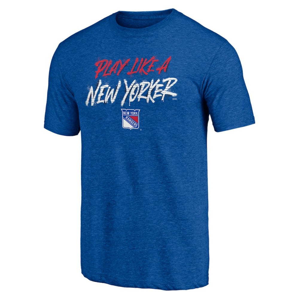New York Rangers Shoot to Score Tri-Blend T-Shirt - Blue | US 202545540