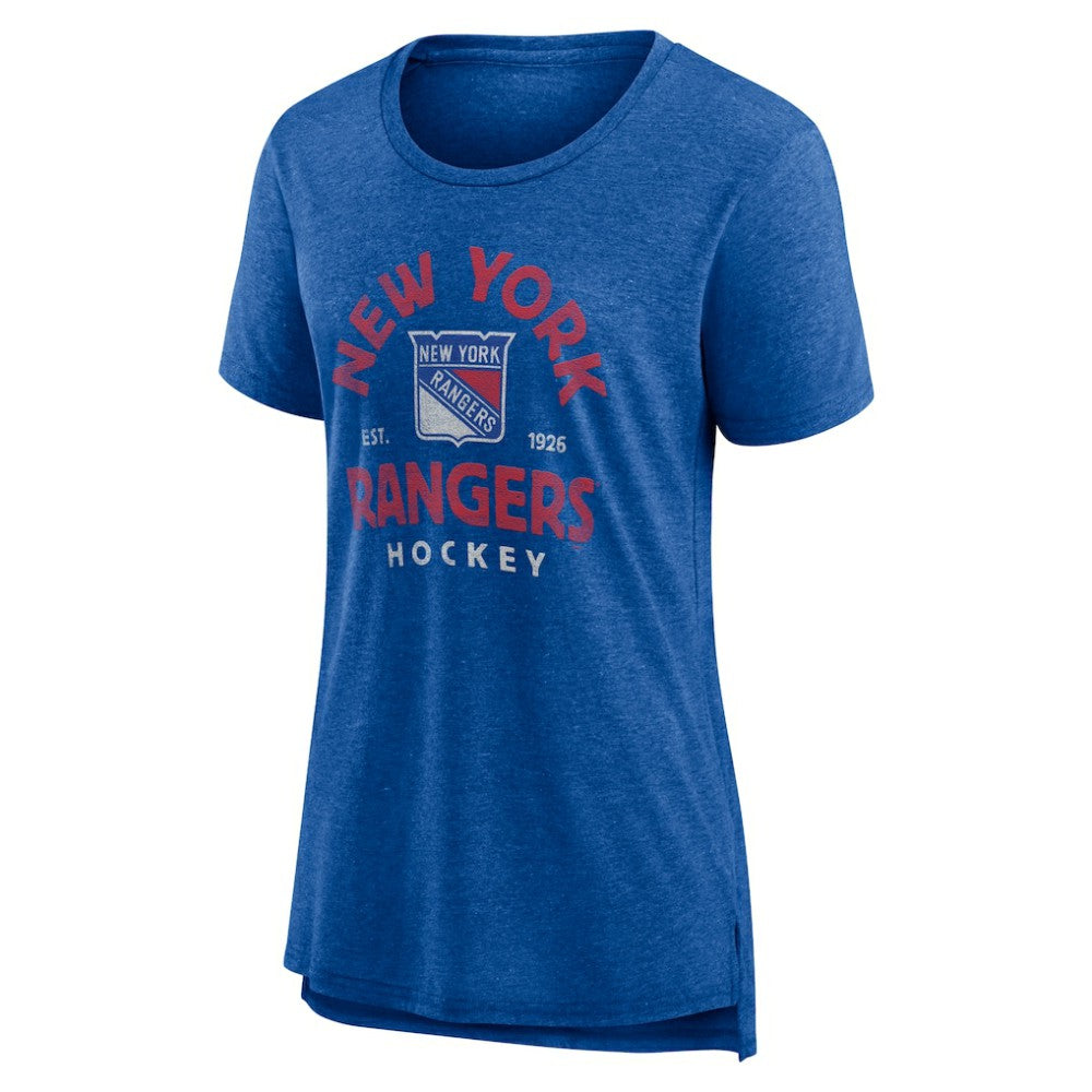 New York Rangers Women's Vintage Arch Tri-Blend T-Shirt - Blue | US 202545542
