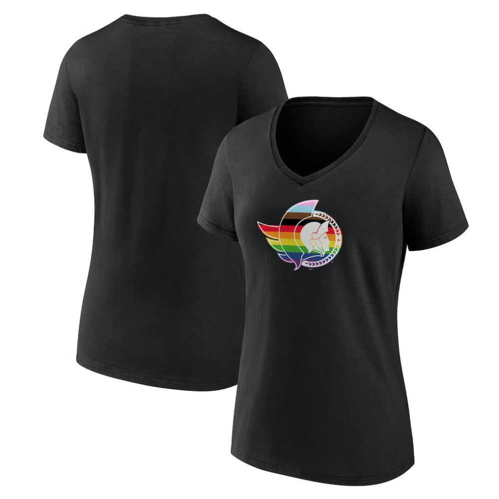 Ottawa Senators Women's NHL Pride V-Neck T-Shirt - Black | US 202545547