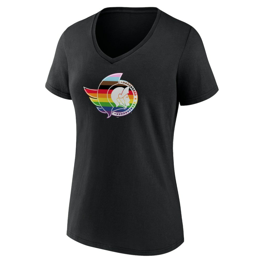 Ottawa Senators Women's NHL Pride V-Neck T-Shirt - Black | US 202545547