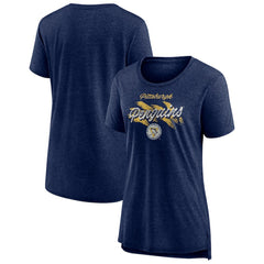 Pittsburgh Penguins Women's Hit the Ice Tri-Blend T-Shirt - Navy | US 202545554