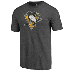 Pittsburgh Penguins Distressed Logo Tri-Blend T-Shirt - Charcoal | US 202545555