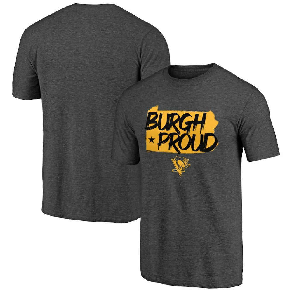 Pittsburgh Penguins Shoot to Score Tri-Blend T-Shirt - Charcoal | US 202545557
