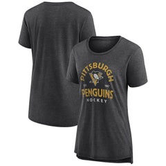 Pittsburgh Penguins Women's Vintage Arch Tri-Blend T-Shirt - Gray | US 202545558