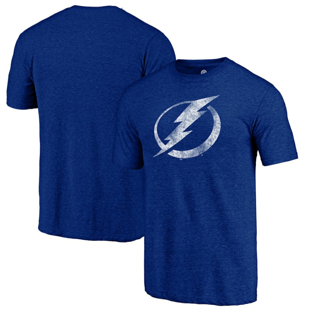 Tampa Bay Lightning Distressed Logo Tri-Blend T-Shirt - Blue | US 202545573