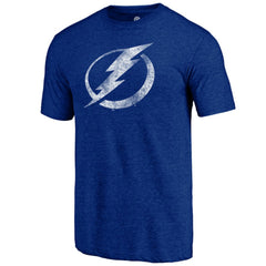 Tampa Bay Lightning Distressed Logo Tri-Blend T-Shirt - Blue | US 202545573