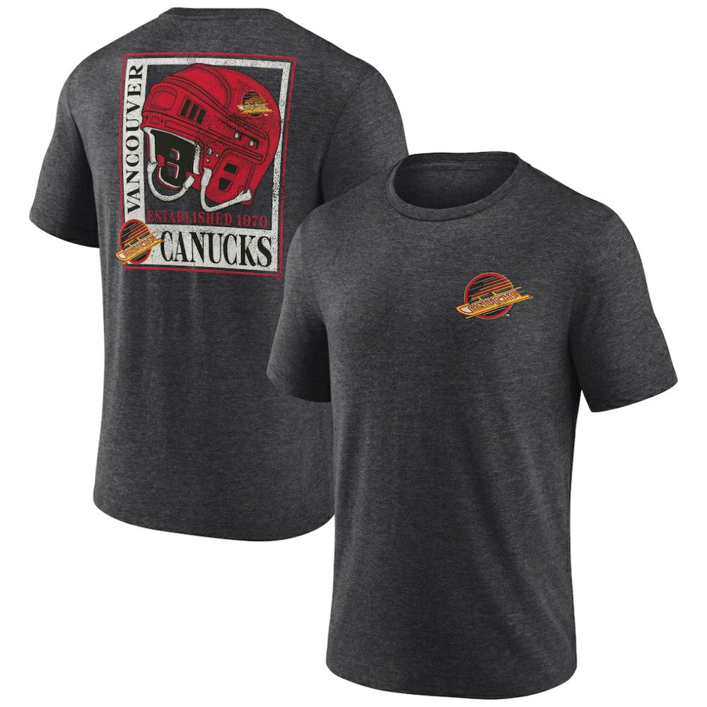 Vancouver Canucks Earnest Will Tri-Blend T-Shirt - Charcoal | US 202545586