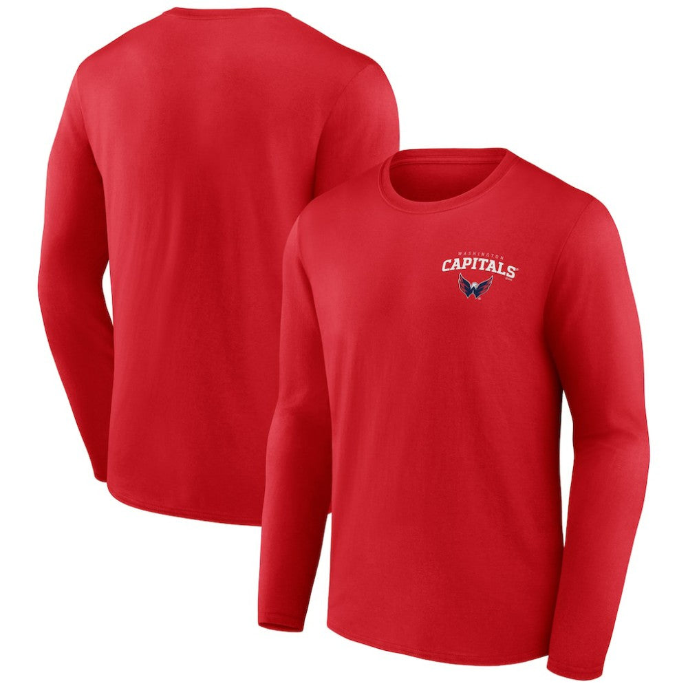Washington Capitals Team Lockup Long Sleeve T-Shirt - Red | US 202545592