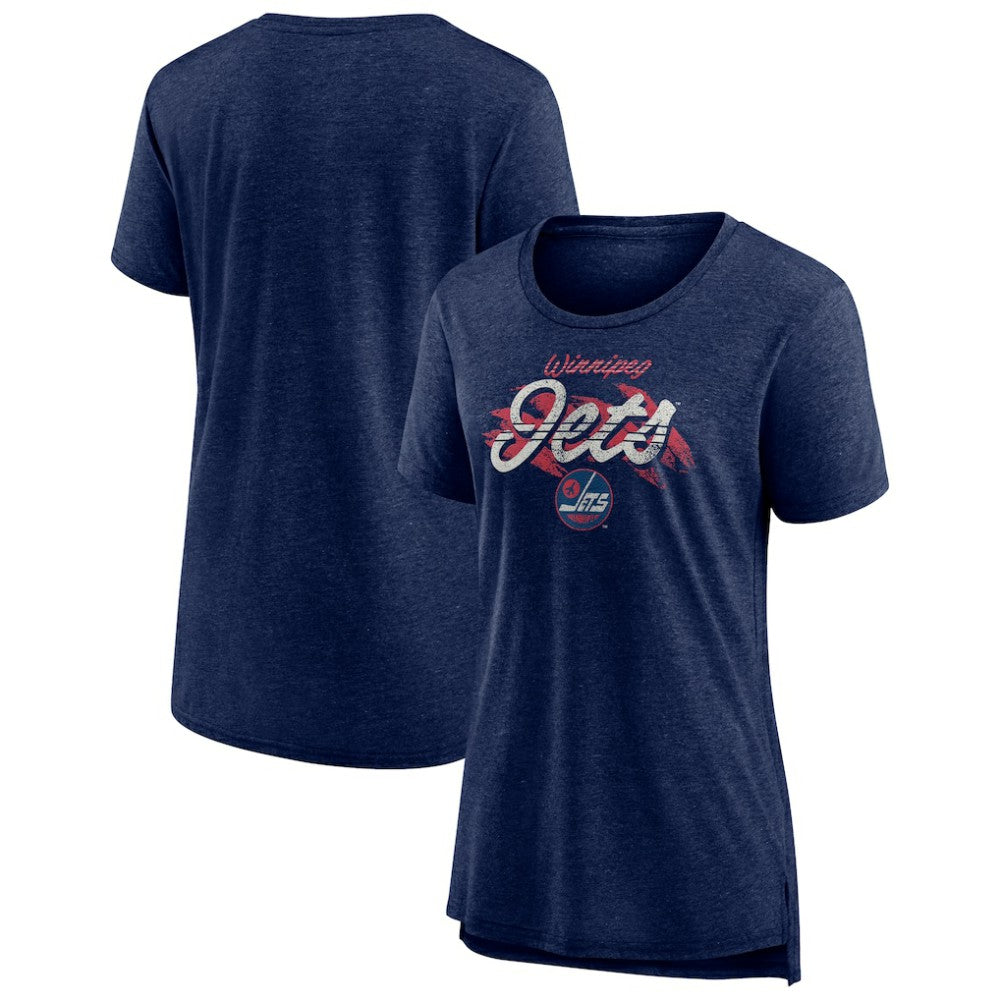 Winnipeg Jets Women's Hit the Ice Tri-Blend T-Shirt - Navy | US 202545604