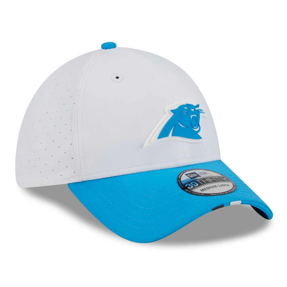 Carolina Panthers New Era 2025 NFL Training Camp 39THIRTY Flex Hat - White/Blue Hats