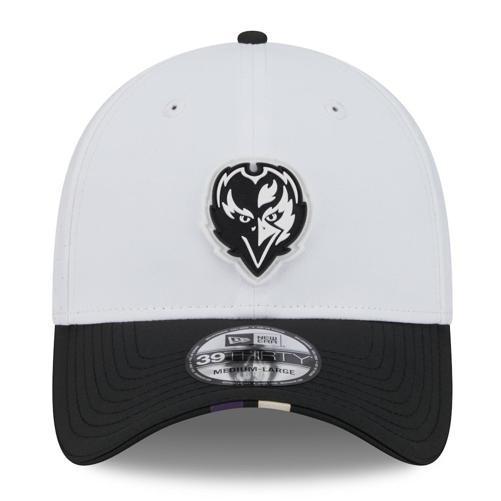 Baltimore Ravens New Era 2025 NFL Training Camp 39THIRTY Flex Hat - White/Black Hats