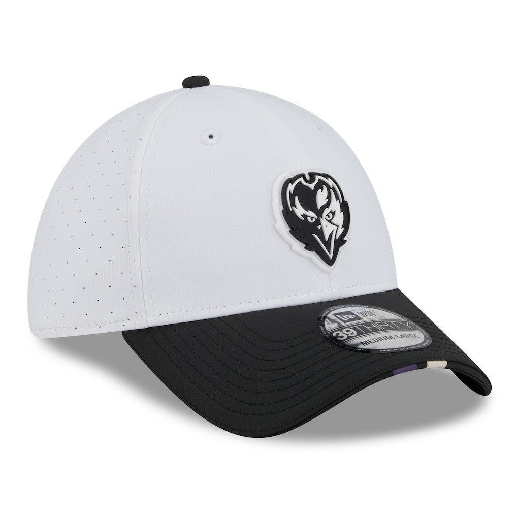 Baltimore Ravens New Era 2025 NFL Training Camp 39THIRTY Flex Hat - White/Black Hats