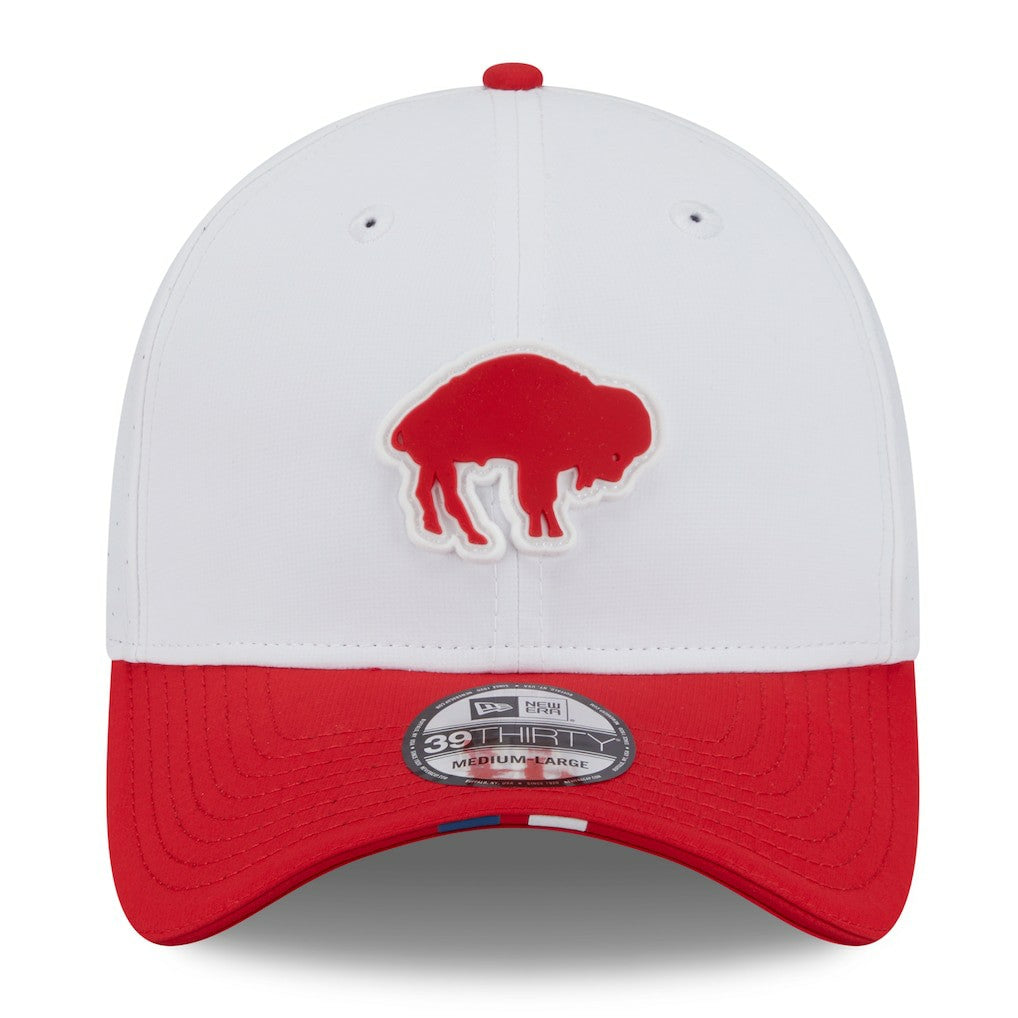 Buffalo Bills New Era 2025 NFL Training Camp Throwback Logo 39THIRTY Flex Hat - White/Red Hats