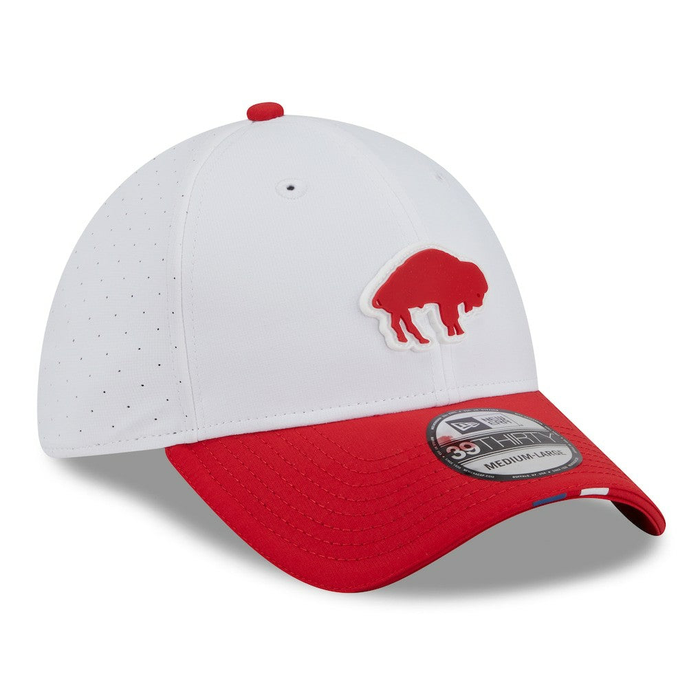 Buffalo Bills New Era 2025 NFL Training Camp Throwback Logo 39THIRTY Flex Hat - White/Red Hats