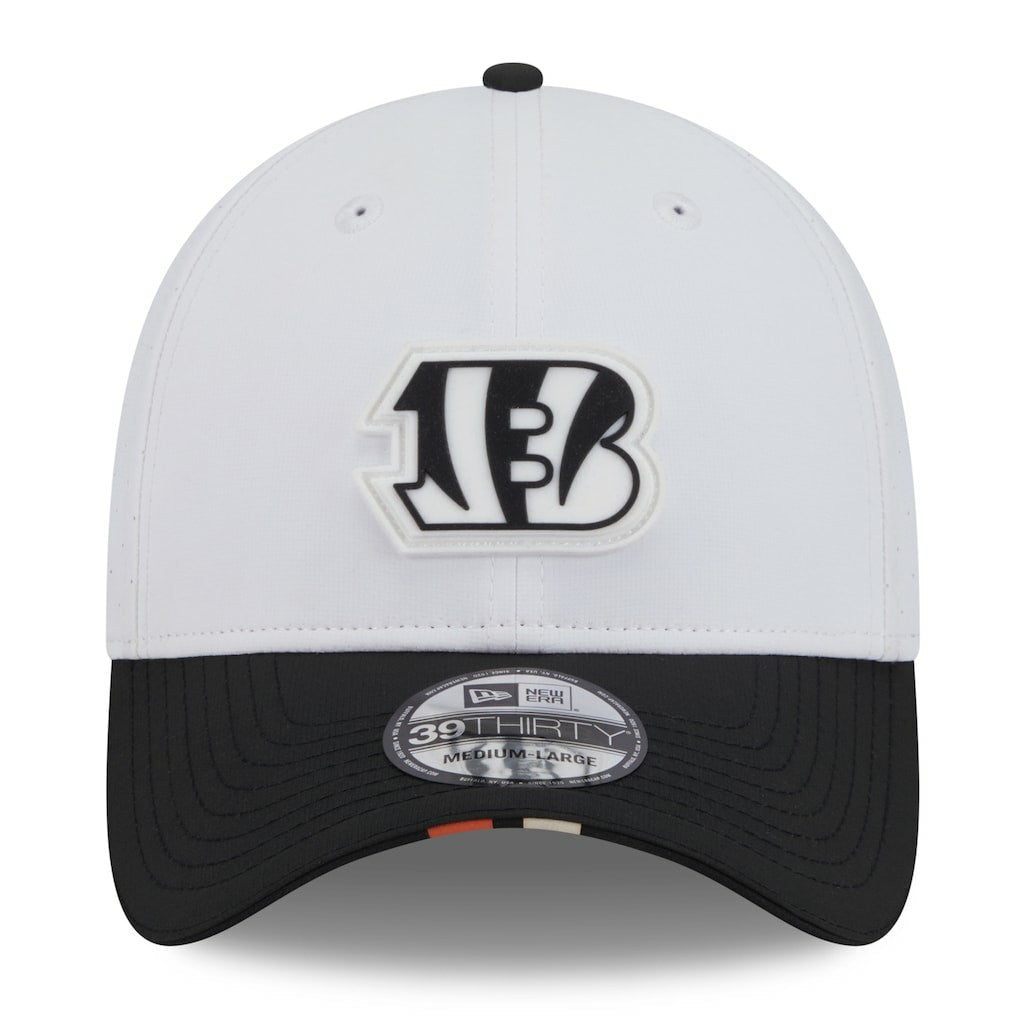 Cincinnati Bengals New Era 2025 NFL Training Camp 39THIRTY Flex Hat - White/Black Hats