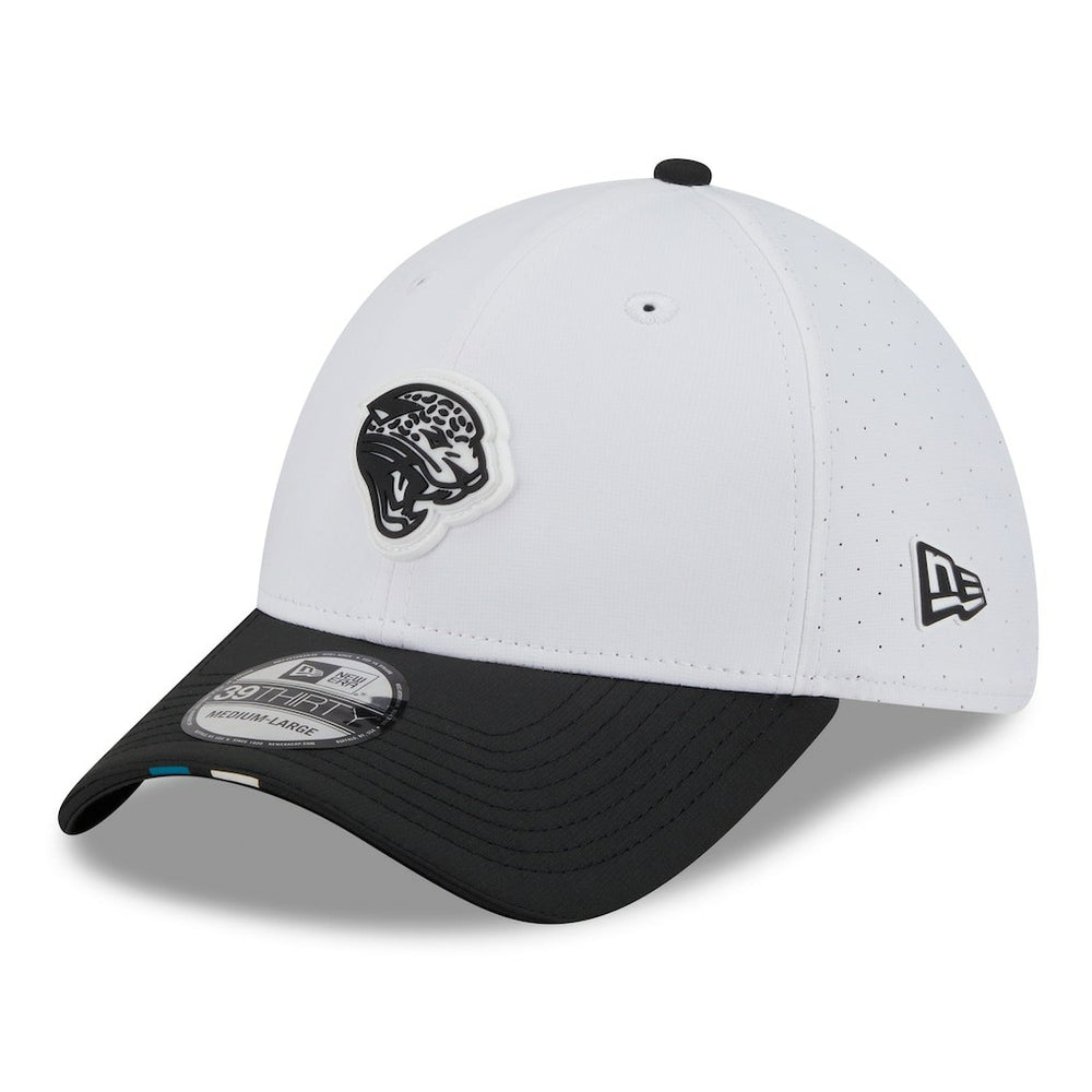Jacksonville Jaguars New Era 2025 NFL Training Camp Throwback Logo 39THIRTY Flex Hat - White/Black Hats