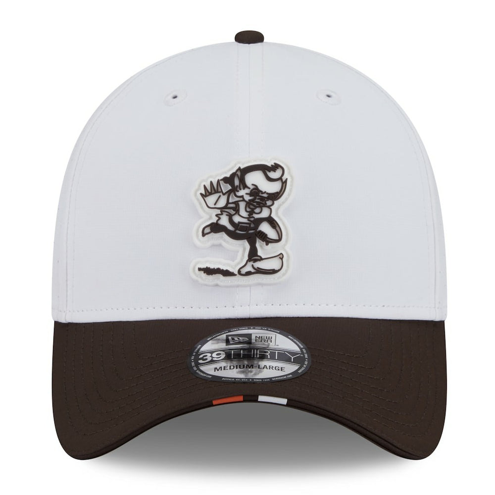 Cleveland Browns New Era 2025 NFL Training Camp Throwback Logo 39THIRTY Flex Hat - White/Brown Hats