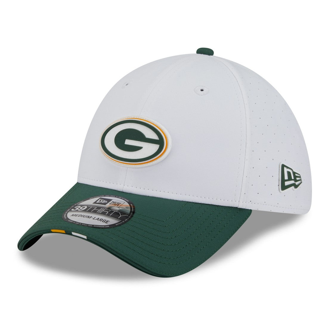 Green Bay Packers New Era 2025 NFL Training Camp 39THIRTY Flex Hat - White/Green Hats