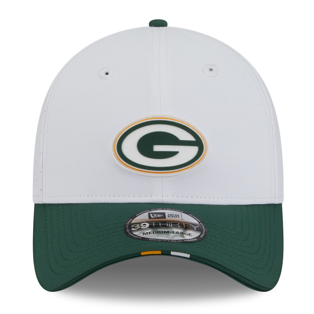 Green Bay Packers New Era 2025 NFL Training Camp 39THIRTY Flex Hat - White/Green Hats