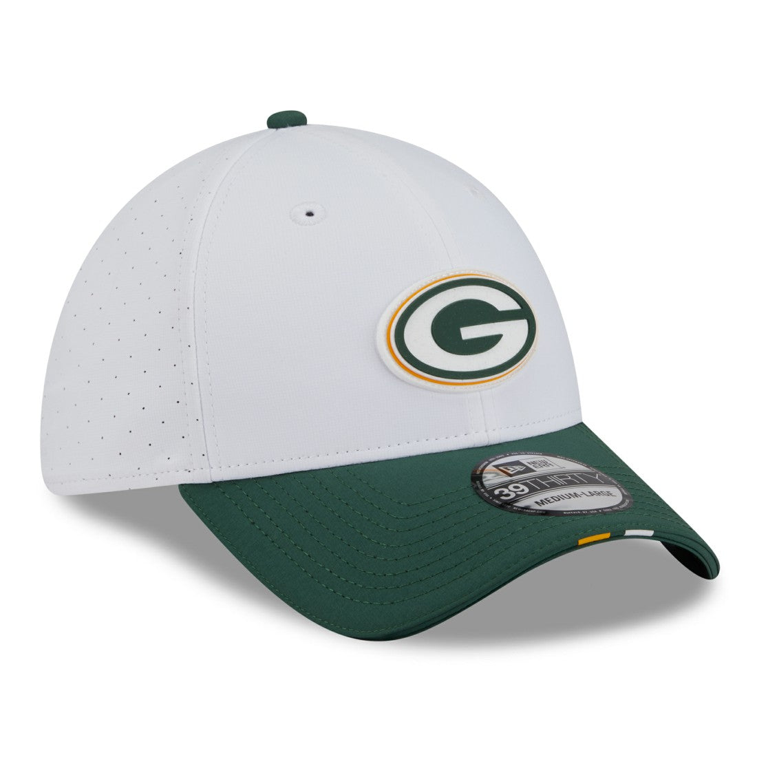 Green Bay Packers New Era 2025 NFL Training Camp 39THIRTY Flex Hat - White/Green Hats