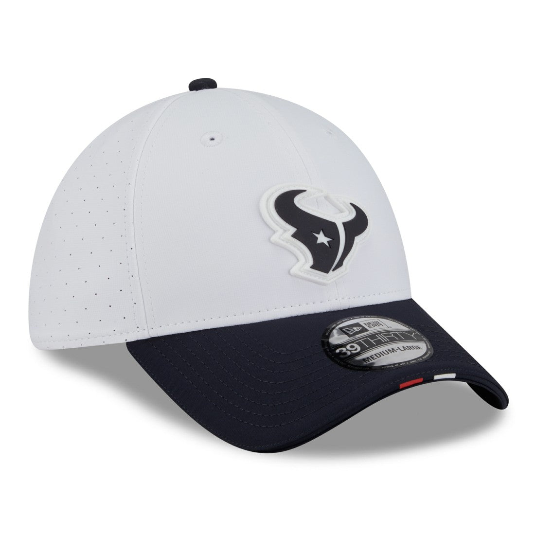 Houston Texans New Era 2025 NFL Training Camp 39THIRTY Flex Hat - White/Navy Hats