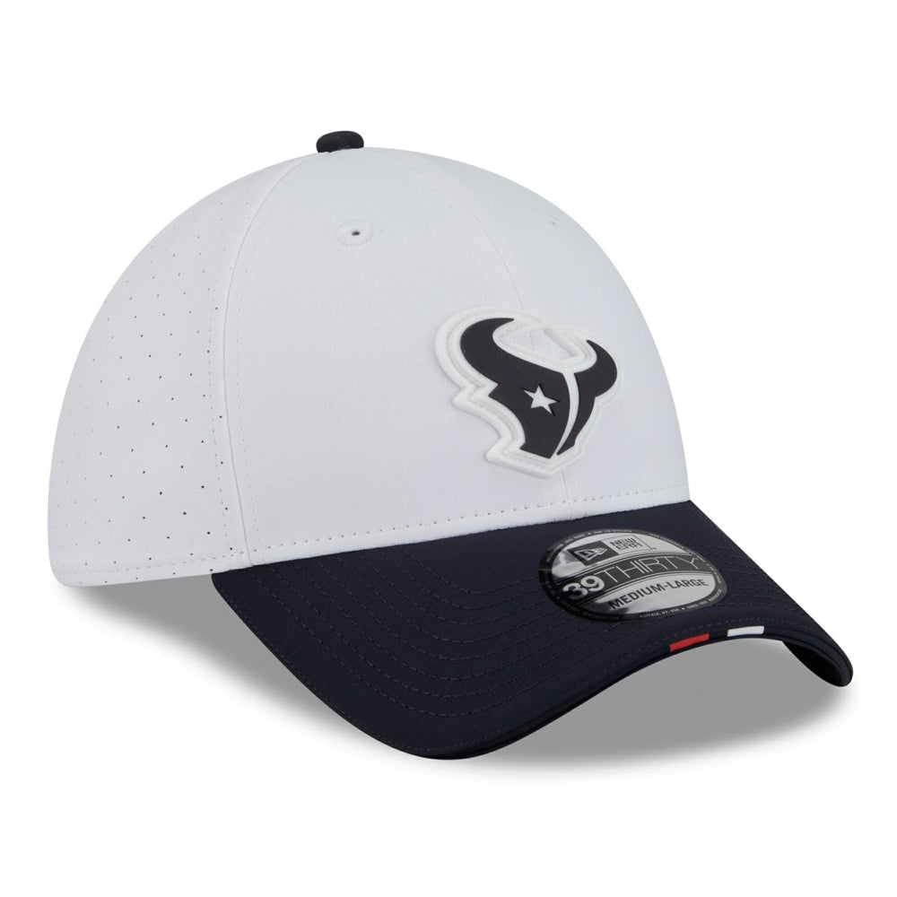Houston Texans New Era 2025 NFL Training Camp 39THIRTY Flex Hat - White/Navy Hats