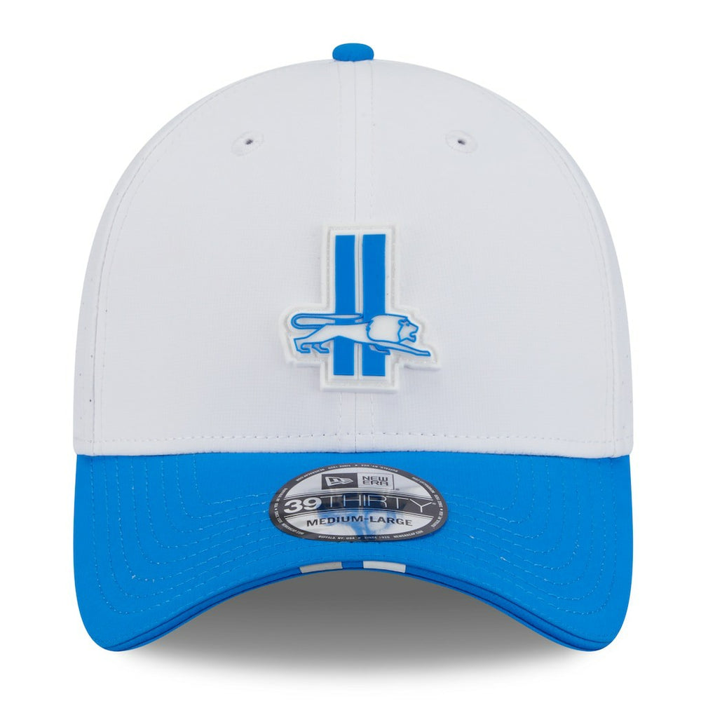 Detroit Lions New Era 2025 NFL Training Camp Throwback Logo 39THIRTY Flex Hat - White/Blue Hats