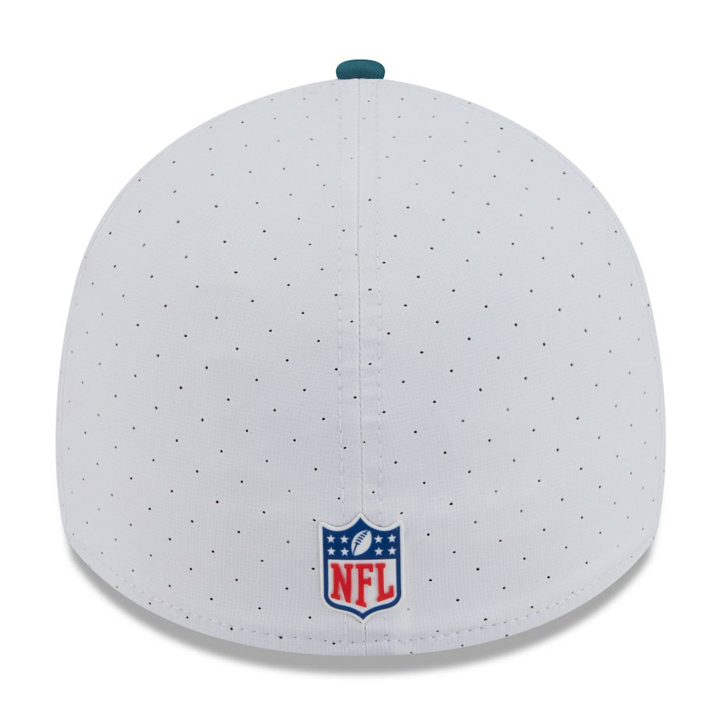 Philadelphia Eagles New Era 2025 NFL Training Camp 39THIRTY Flex Hat - White/Midnight Green Hats