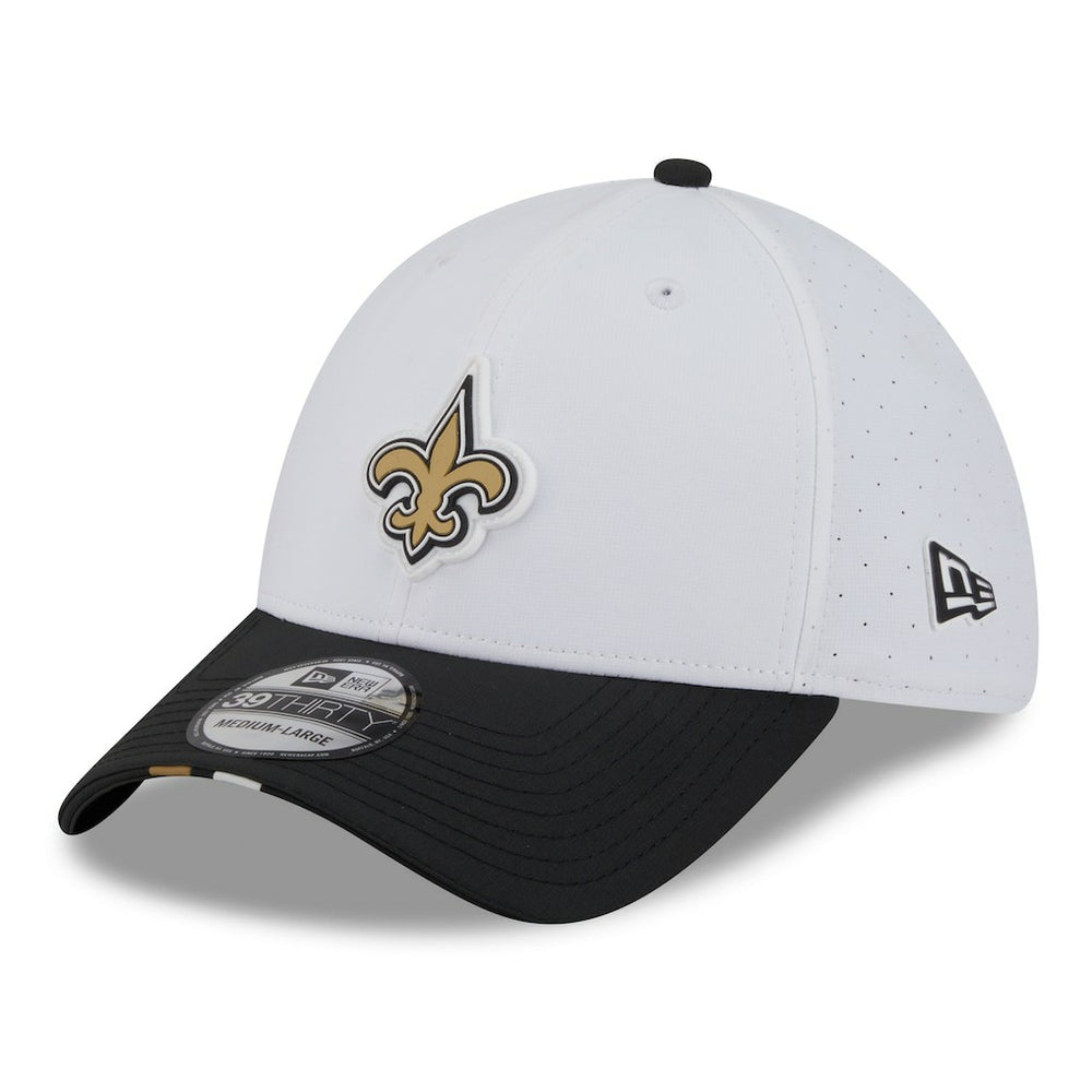 New Orleans Saints New Era 2025 NFL Training Camp 39THIRTY Flex Hat - White/Black Hats