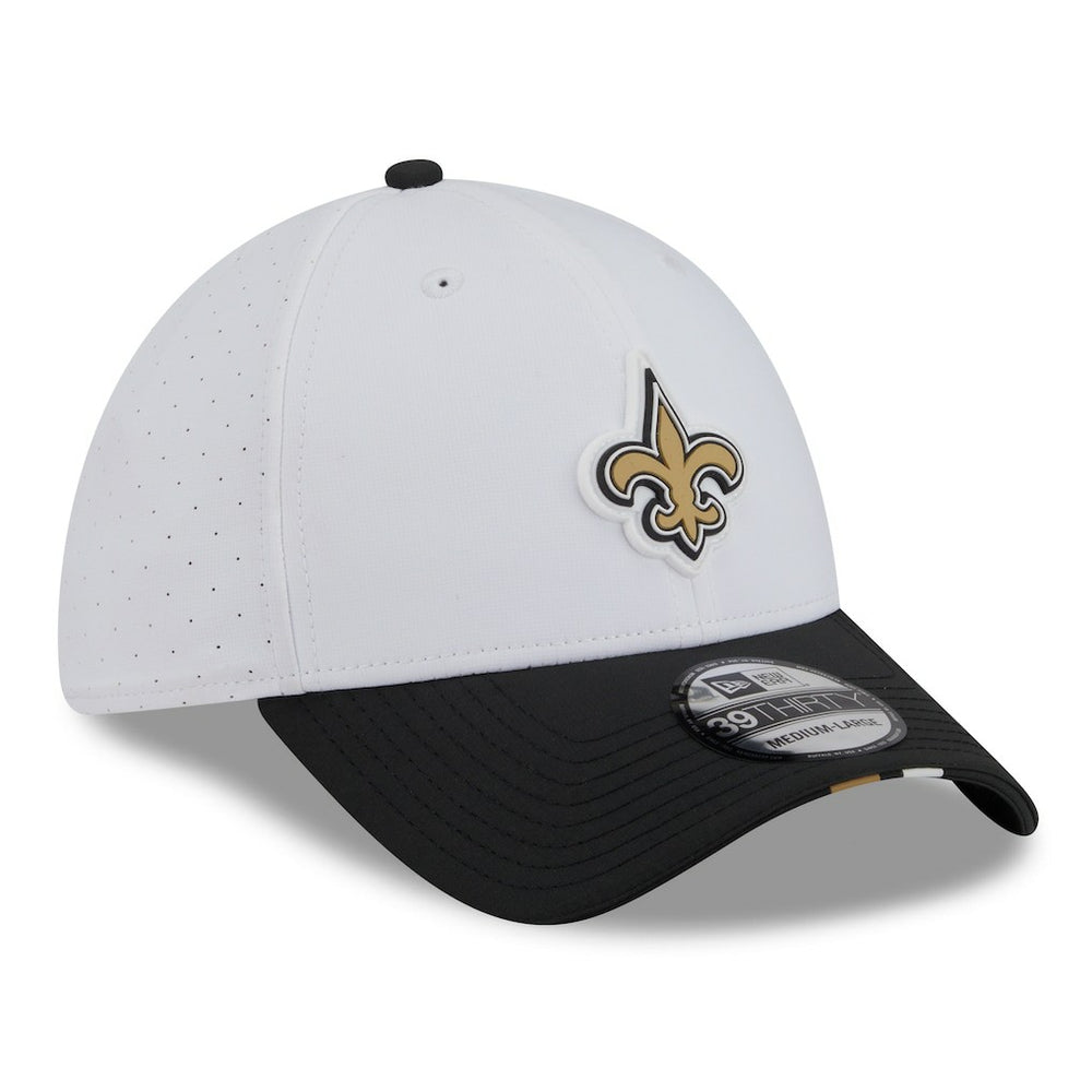New Orleans Saints New Era 2025 NFL Training Camp 39THIRTY Flex Hat - White/Black Hats