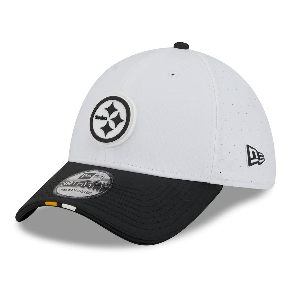 Pittsburgh Steelers New Era 2025 NFL Training Camp 39THIRTY Flex Hat - White/Black Hats
