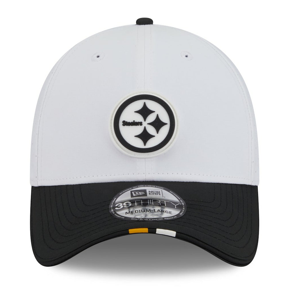 Pittsburgh Steelers New Era 2025 NFL Training Camp 39THIRTY Flex Hat - White/Black Hats