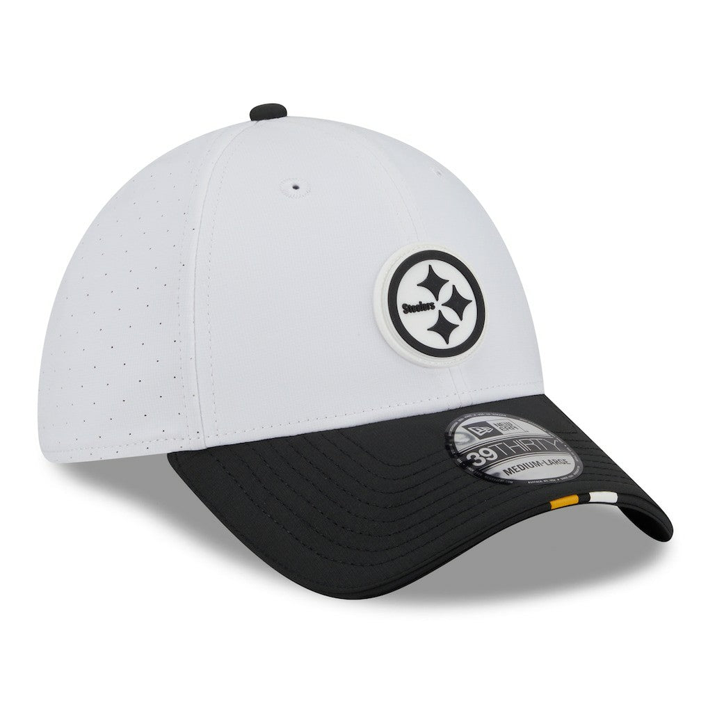 Pittsburgh Steelers New Era 2025 NFL Training Camp 39THIRTY Flex Hat - White/Black Hats
