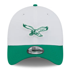 Philadelphia Eagles New Era 2025 NFL Training Camp Throwback Logo 39THIRTY Flex Hat - White/Kelly Green Hats